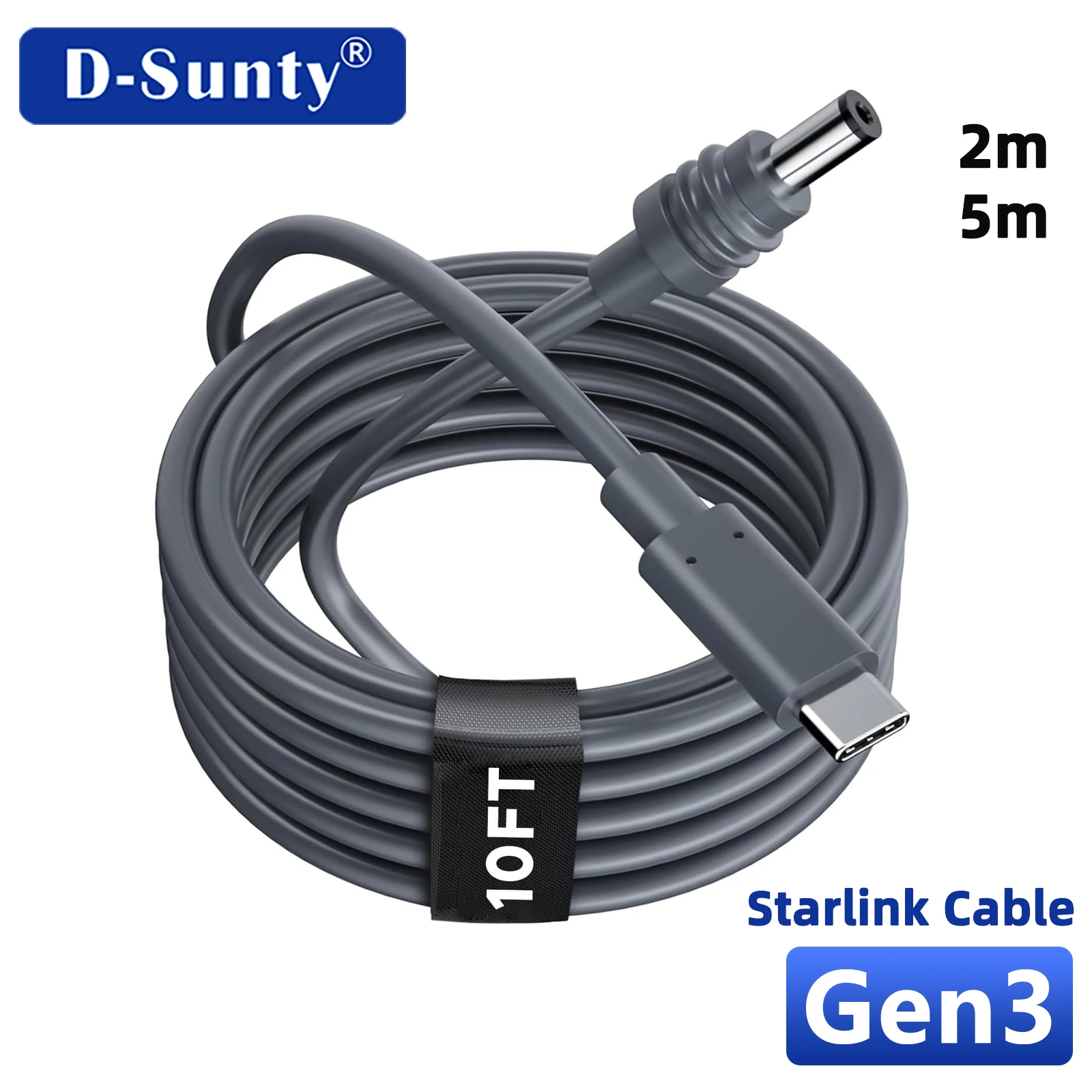 Cable Starlink Mini Gen 3 Cable de alimentación Starlink Mini USB C a CC Compatible con 100W+ Power Bank y cargador PD (2M/5M)