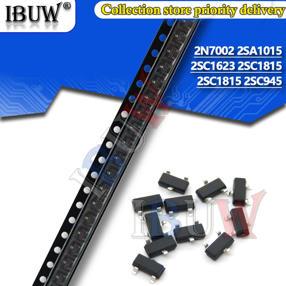 100 Uds 2N7002 2SA1015 2SC1623 2SC1815 2SC945 A1015 C1623 C1815 C945 SOT23