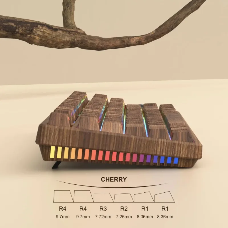 WOMIER F87 teclado mecánico para juegos con cable de nogal, fibra de carbono, estampado lateral RGB, rodillo de intercambio en caliente, teclado personalizado ergonómico - imagen 5