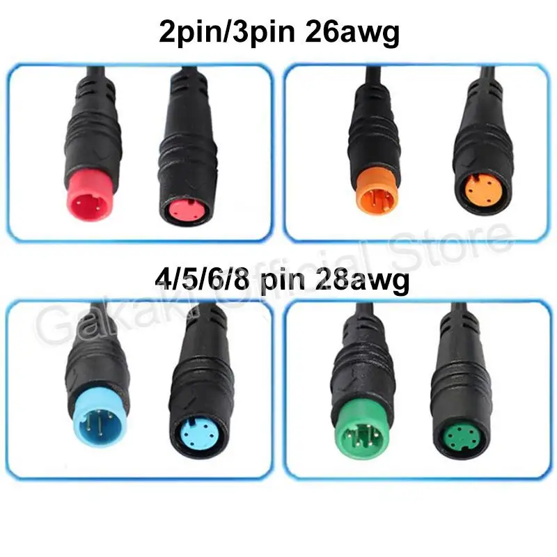 Cable conector de extensión M/F macho a hembra para bicicleta eléctrica, Cable de cobre impermeable con Sensor de velocidad de 1M, M8 2 3 4 5 6 pines - imagen 4