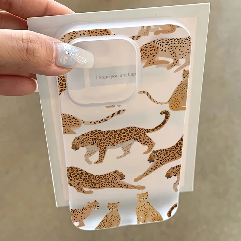 Para iPhone 17 16 15 14 13 12 11 Pro Max Air Funda elegante con estampado de leopardo mate TPU Funda para iPhone XS Max X XR 7 8 Plus 16E Funda
