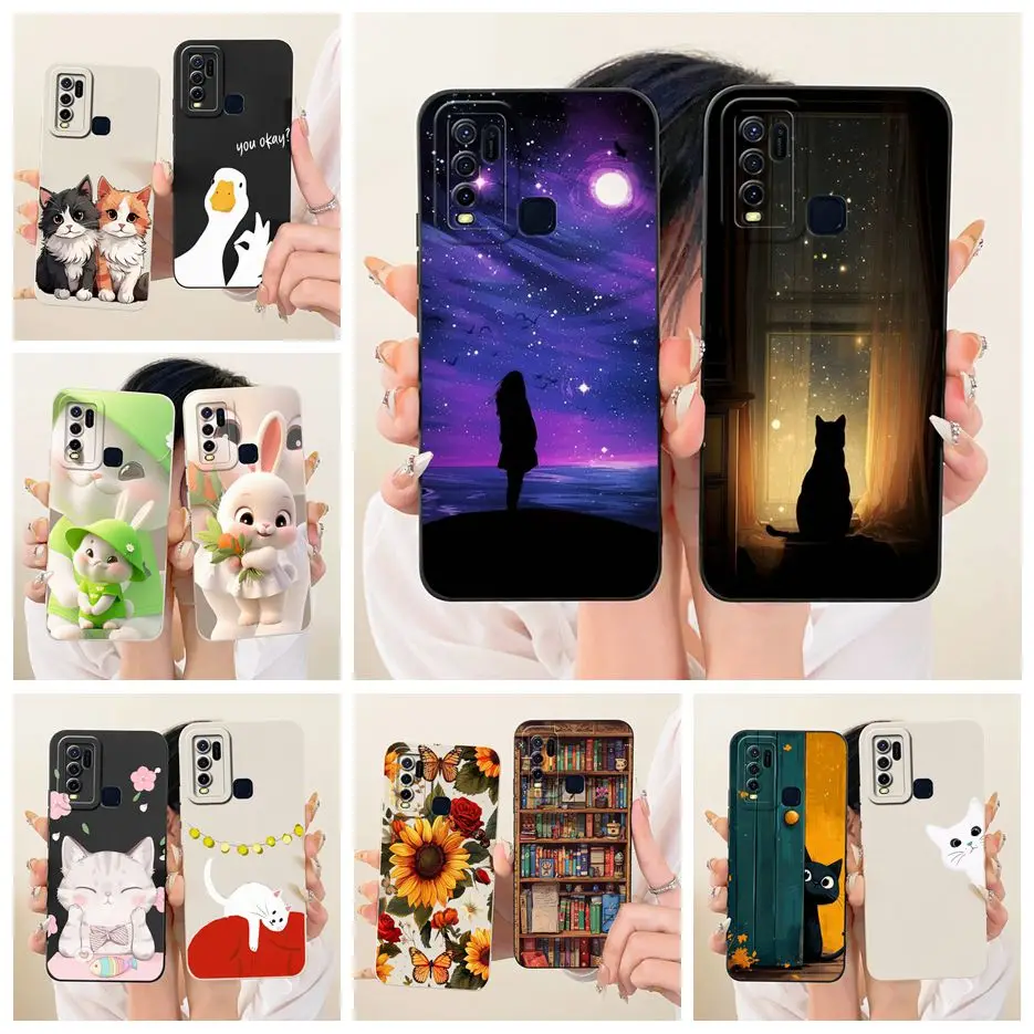Para Vivo Y50 funda 1935 Linda funda pintada de caramelo de moda de dibujos animados funda de teléfono de silicona suave para Vivo Y30 Y 50 VivoY30 VivoY50 Shell