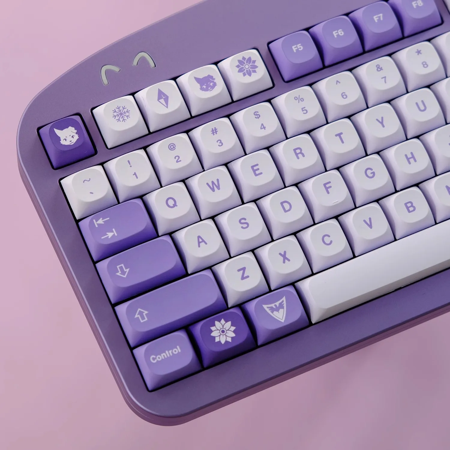 1 Juego de teclas clon GMK Frost Witch PBT Dye Subbed, teclas moradas, perfil MA, teclas a prueba de luz para interruptor MX Wooting 60 80 - imagen 3