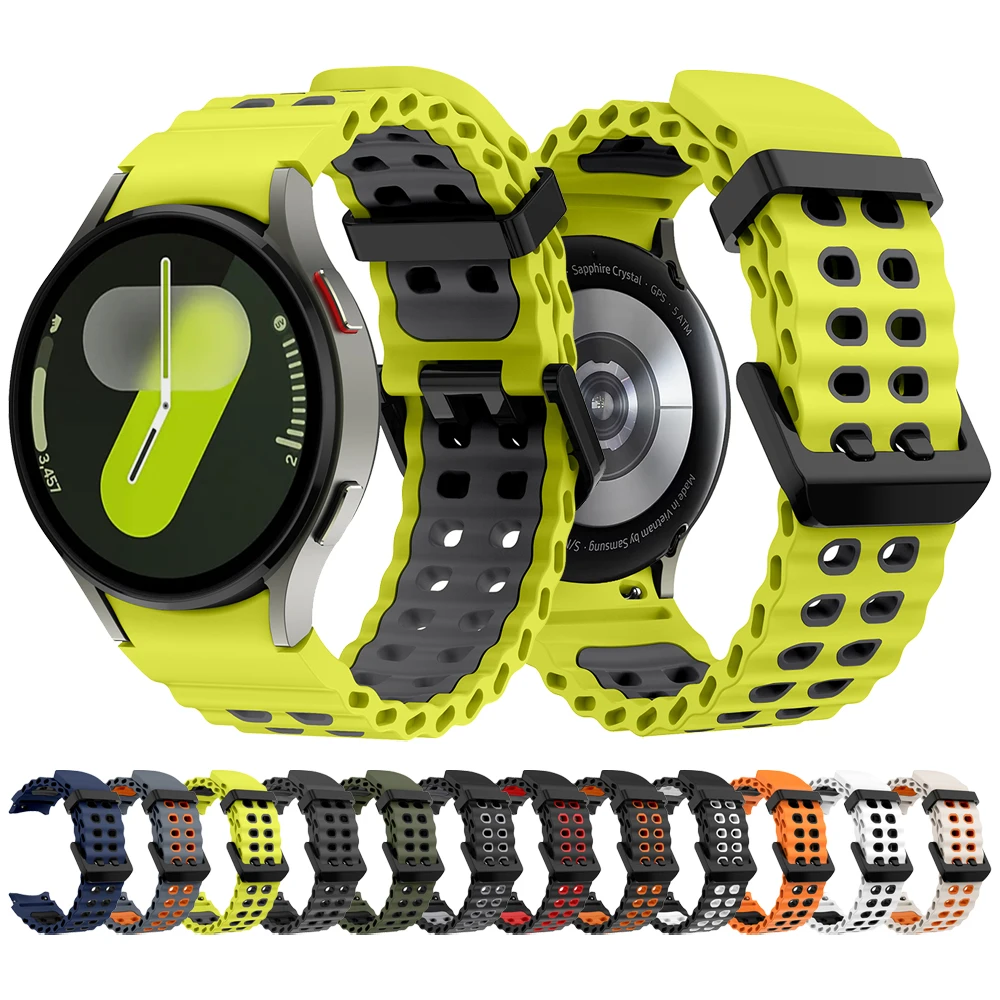 Correa deportiva marina de dos tonos para Samsung Galaxy Watch 7 6 5 Pro 4 FE 40mm 44mm sin huecos correa de silicona accesorios para cinturón