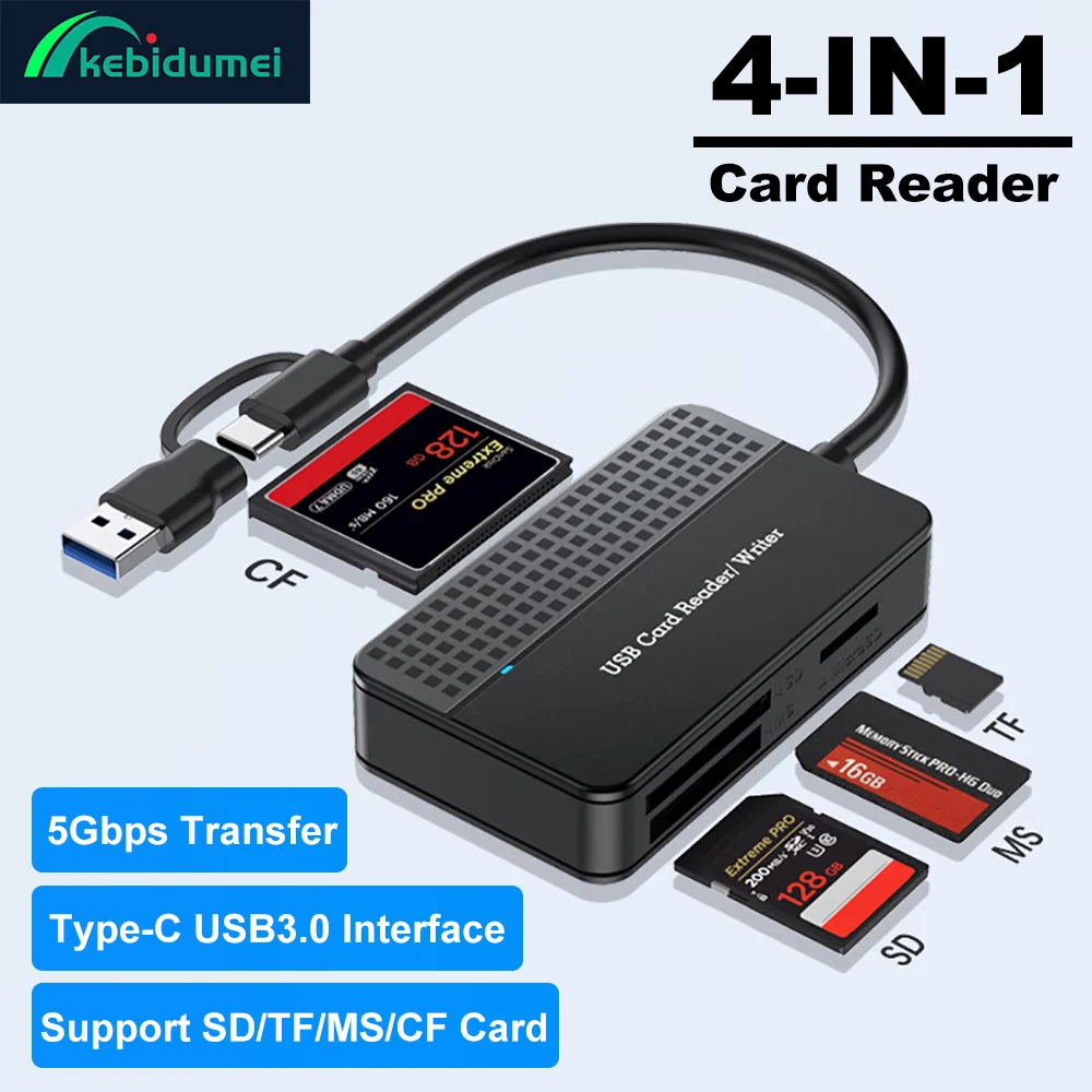 Lector de tarjetas todo en uno USB 3,0 tipo c 5Gbps de alta velocidad CF SD TF MS lector de tarjetas adaptador de tarjeta de memoria TF para Windows Mac OS Linux