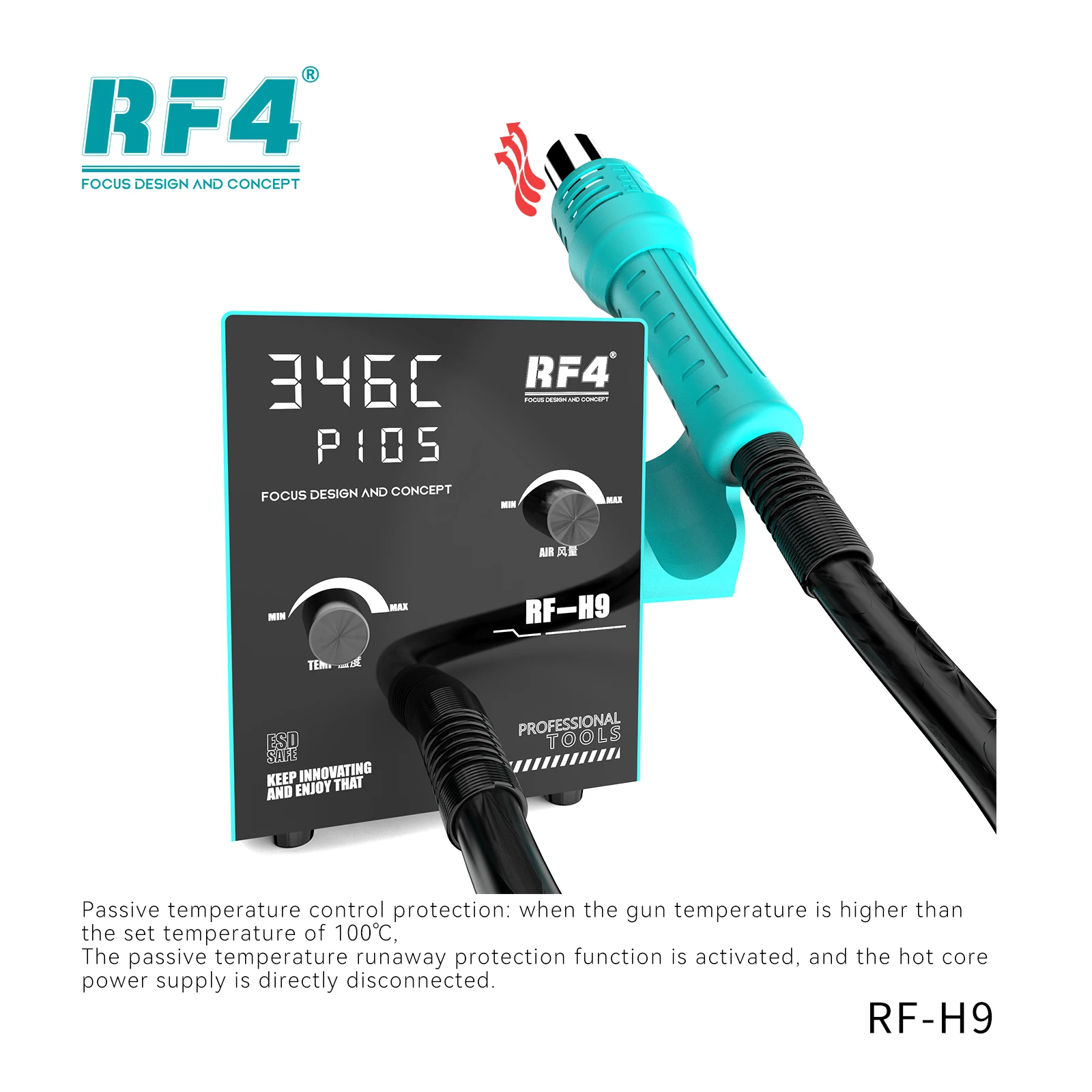 Estación de soldadura de aire caliente con pantalla Digital inteligente RF4 RF-H9 para PCB BGA IC Chip retrabajo herramienta de estación de soldadura para desoldar - imagen 2