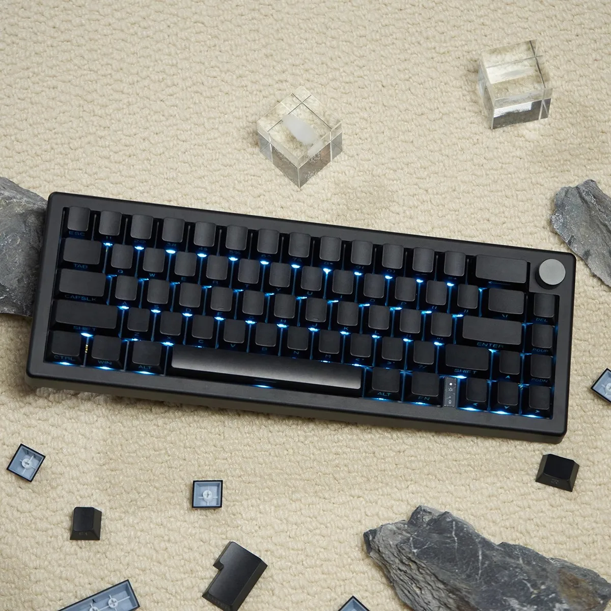 Teclas minimalistas negras de 131 teclas, perfil de cereza PBT, teclas de doble disparo, brillo lateral a través de impresión para Kit de teclado mecánico MX - imagen 2