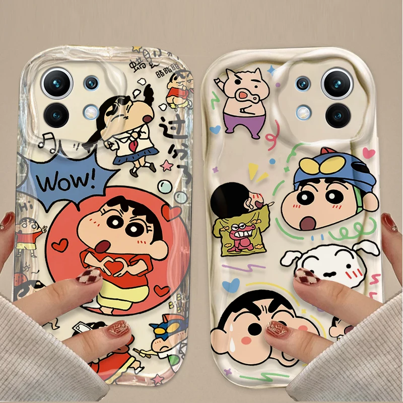 C-Crayon S-ShinChan Wave funda para Xiaomi 14T 13T 12T 13 12 11 11i Lite 5G 10T POCO X5 X6 Pro X3 NFC X4 GT F3 F4 F5 F6 M6 M5S C65