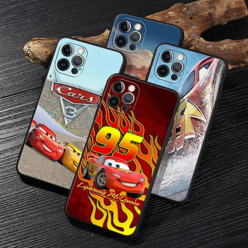 Funda de dibujos animados para iphone 15 Pro Max, Funda suave para iPhone 14, 11, 12, 13 Mini, 15 Pro, 14Plus, XS, 8, SE2, 95 Lightning McQueen Cars