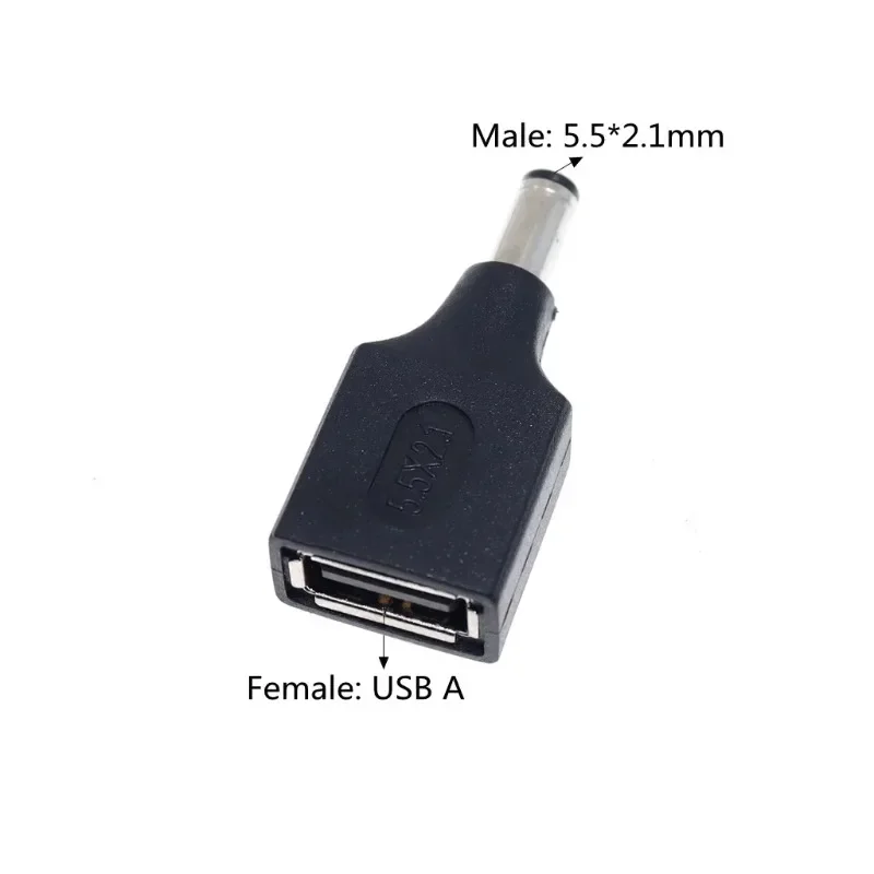 Convertidor de corriente CC 5,5x2,1 MM, USB macho hembra a CC macho hembra, adaptador de carga de enchufe de 5V, cabezales convertidores de adaptador de corriente redondo