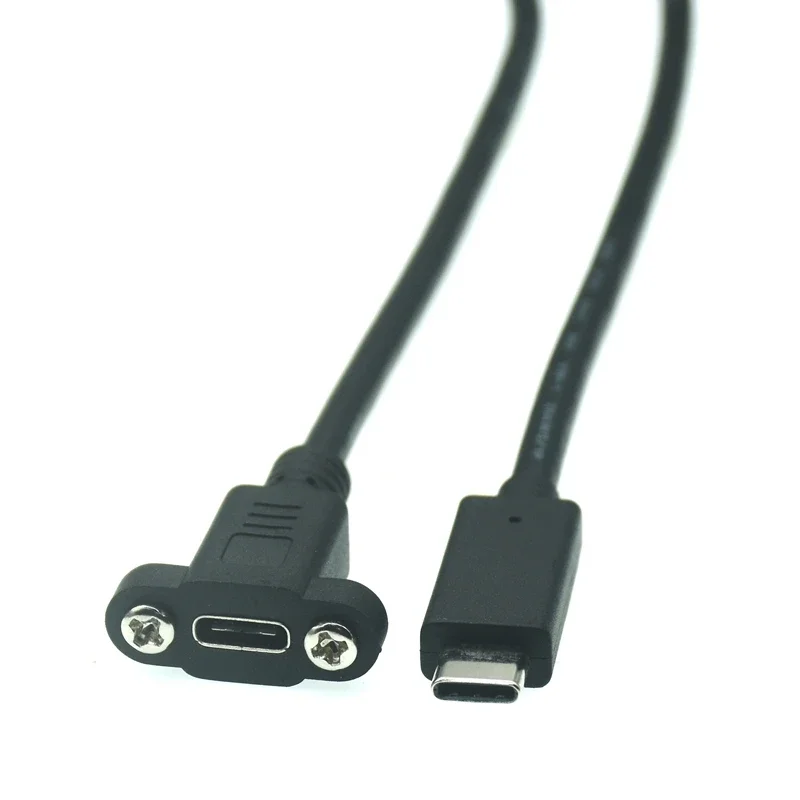 Cable de extensión macho a hembra para montaje en Panel de USB-C tipo C, Conector de bloqueo con orificio de tornillo, espaciado de Cable de datos de carga de 18mm - imagen 4