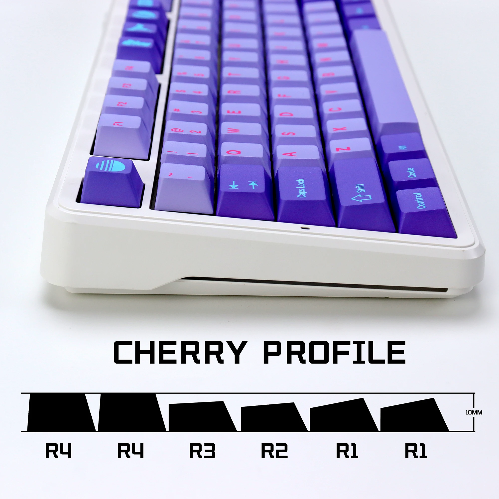 KBDiy clon GMK Keycap Retro Vaporwave púrpura PBT cereza perfil Alice Split Space ISO Keycaps para teclado mecánico aula F75 - imagen 4