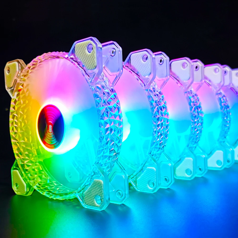 Coolmoon-ventilador ARGB de 12CM, Control PWM, 5V ARGB, chasis de 3 pines, disipador de calor, ventilador silencioso, AURA SYNC, 4 pines para carcasa de PC, enfriador de agua, radiador de CPU - imagen 5