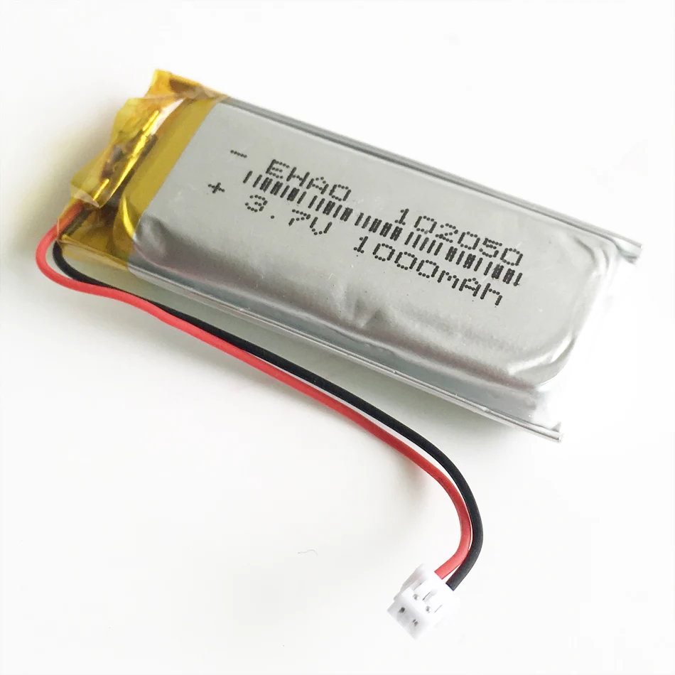 Batería recargable Lipo de polímero de litio, 3,7 V, 1000mAh, 102050 JST, 1,25mm, enchufe de 2 pines para KTV, micrófono con cable para el hogar, cámara GPS - imagen 5