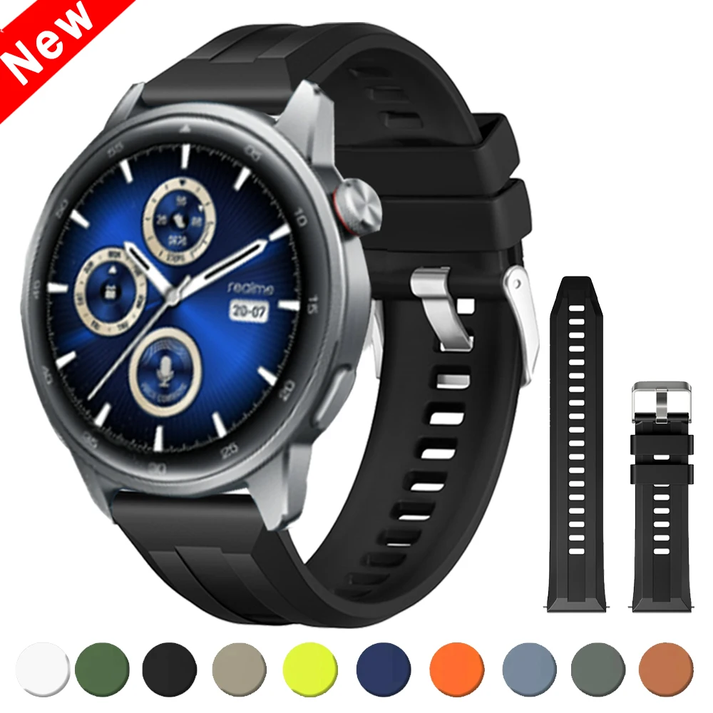 Correas de reloj deportivo de 22mm para Realme Watch 3 2 S Pro S2 correa de muñeca de silicona para Redmi Watch 5 Active/Lite reemplazo de pulsera