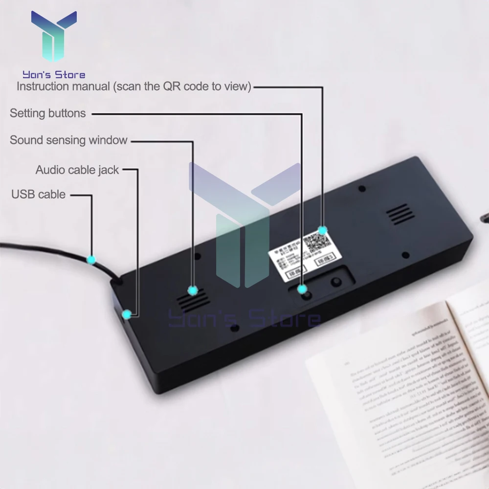 Lámpara LED de escritorio multifuncional para Audio del hogar, 1624 secciones, pantalla de nivel de espectro de música, lámpara rítmica con Control de voz para sonido de coche - imagen 3