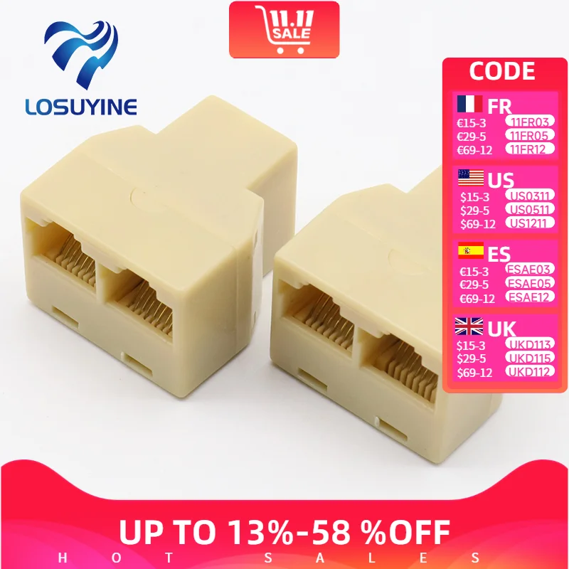 Conector divisor RJ45 para ordenador portátil y PC, adaptador divisor de red modular, CAT5, CAT6, LAN, 8P8C, RJ-45