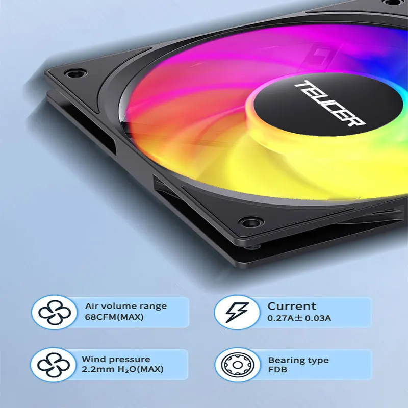 TEUCER UT-12015 ventilador de refrigeración ultrafino de 120mm rodamientos silenciosos 5V 3PIN ARGB 12V 4 PIN PWM ventilador con cubierta de PC diseño de alta presión de viento - imagen 5