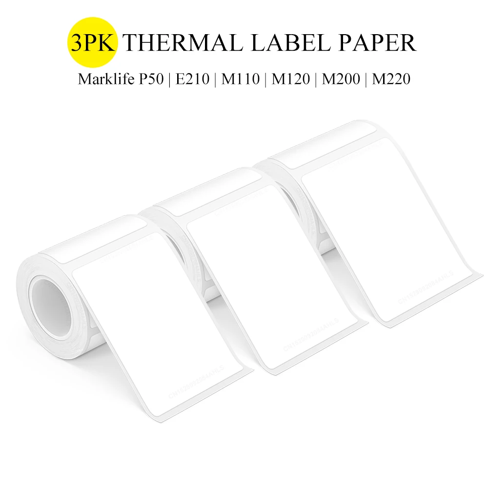 Marklife-rollo de papel de etiquetas P50, Compatible con Phomemo M110 M220 M112 M220, impresora térmica, etiqueta autoadhesiva láser transparente blanca - imagen 2