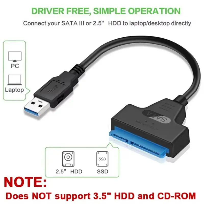 Nuevo Cable Sata a usb 3,0/2,0 tipo c compatible con 2,5 pulgadas HDD externo SSD Cable adaptador de disco duro convertidor de conector de ordenador - imagen 3