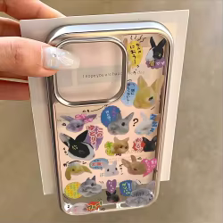 Funda de teléfono Y2K con bonito gato conejo coreano de dibujos animados para IPhone 16 15 14 13 12 11 Pro Max X XR XSMAX 8 7 Plus, funda trasera transparente de lujo