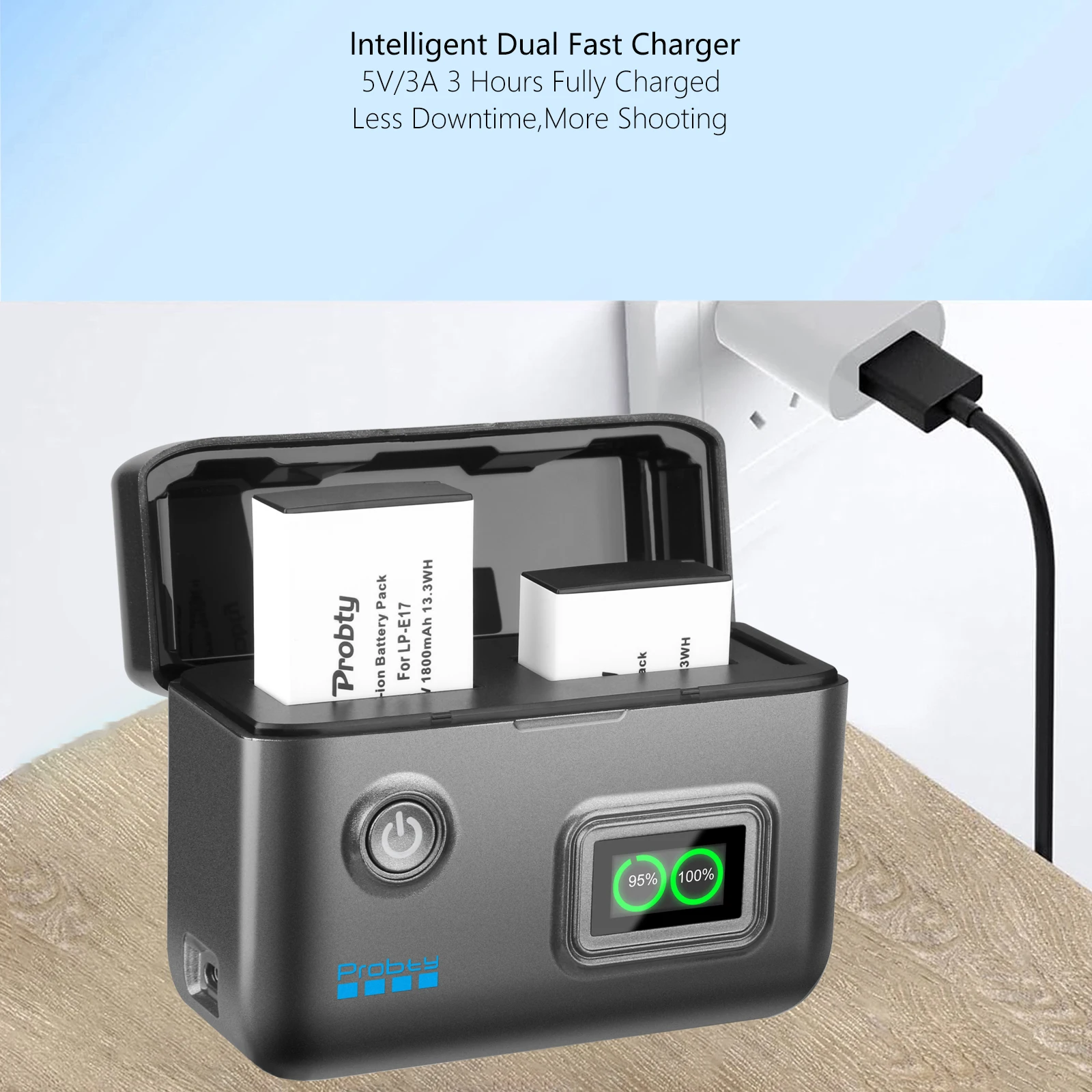 LP-E17 Batería de repuesto y cargador dual para Canon EOS R8, R10, R50, RP, 77D, 750D, 760D, 800D, 8000D, M6 II, M6, M5, M3 - imagen 4