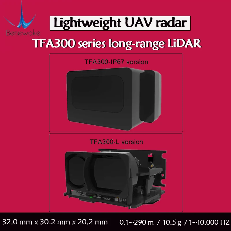 BENEWAKE TFA300 TFA300-L Radar láser UAV ligero de largo alcance 290 metros 10000Hz sensor lidar