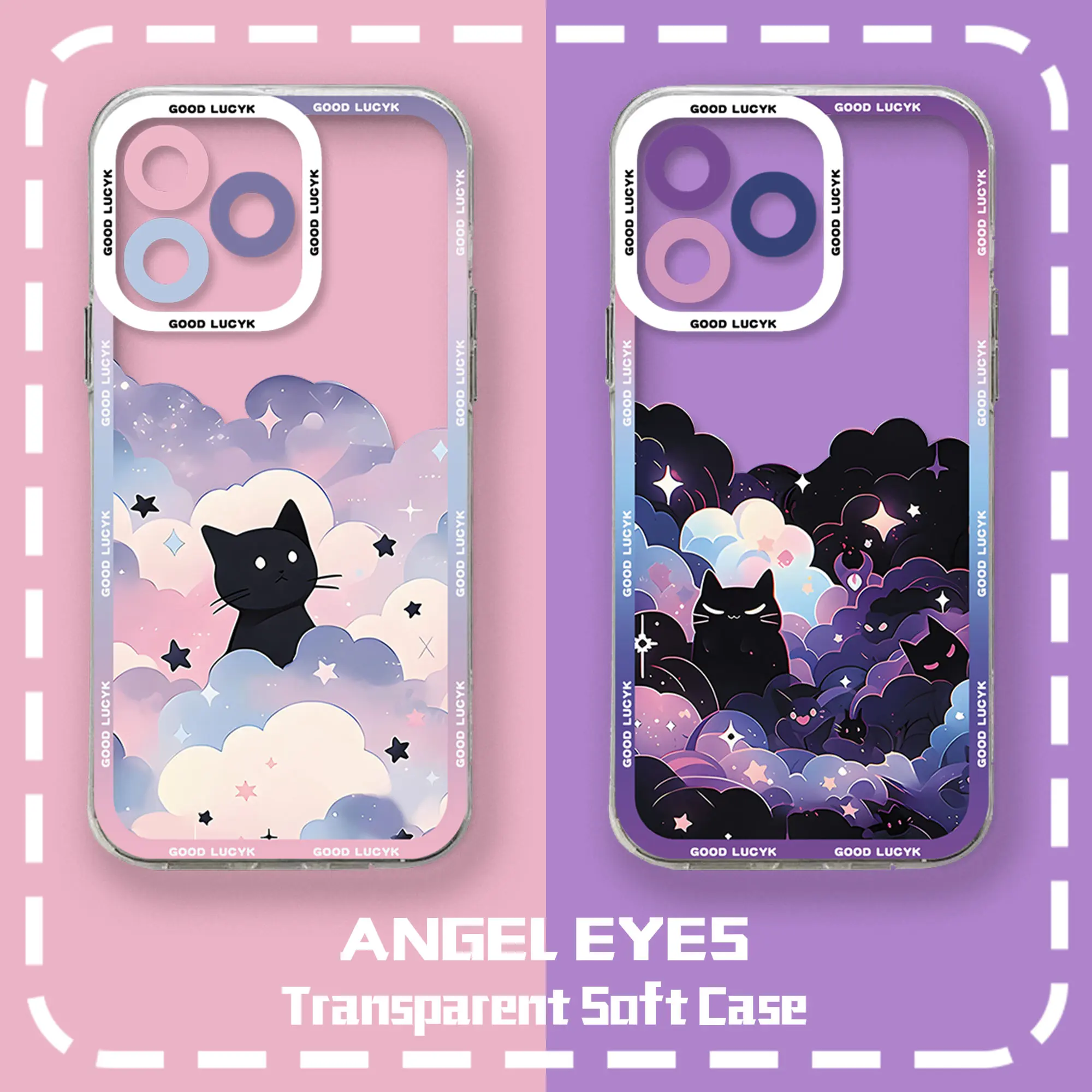 Funda de teléfono de gato negro con cielo estrellado de dibujos animados para TECNO CAMON 30 20 POVA 6 5 SPARK 10 Infinix Smart 8 7 Note Hot 40 30i 20i Pro 5G - imagen 2