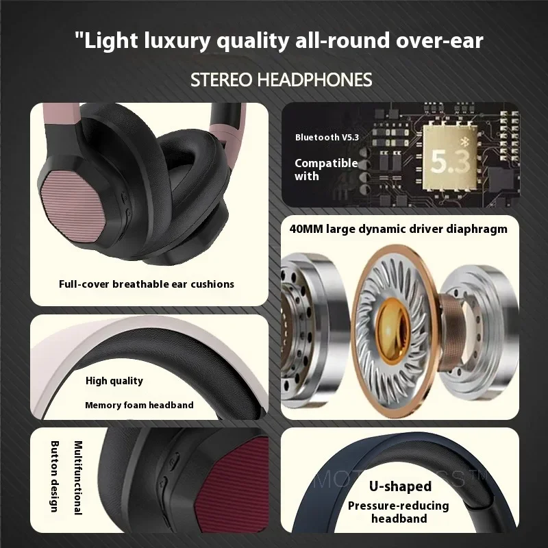 Auriculares supraaurales Bluetooth inalámbricos plegables, orejeras acolchadas de diseño personalizado, cómodos auriculares de música para adultos y adolescentes - imagen 4