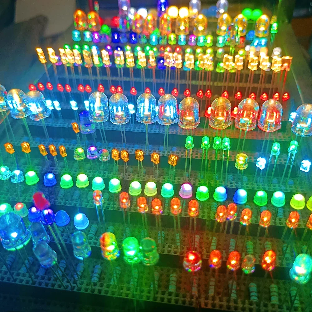 100 Uds F10 10mm LED 5 colores rojo azul amarillo verde blanco transparente 20mA 0,75 W lámpara de diodo emisor de luz LED redonda ultrabrillante - imagen 5