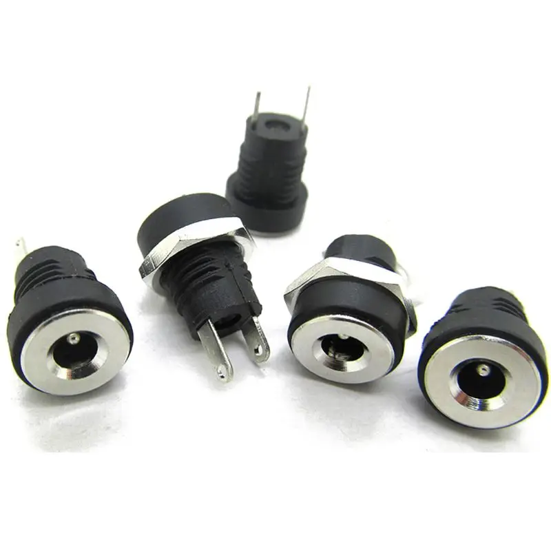 Adaptador de conector de montaje en Panel, enchufe macho de plástico DC022, tuerca de tornillo Jack hembra, 12V, 5,5x2,1mm, 10 pares, 20 piezas - imagen 3