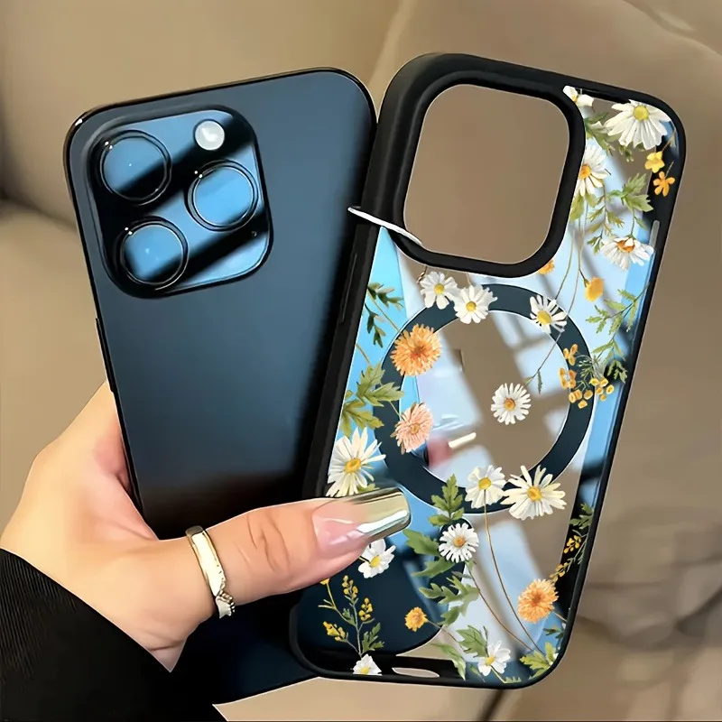 Funda de teléfono con carga inalámbrica Magsafe, pequeña y fresca, Floral, para iPhone 17 16 15 14 13 12 11 Pro Max Plus Air 16E, funda magnética - imagen 5
