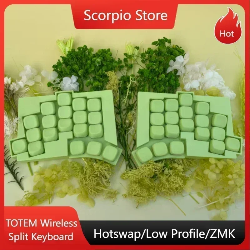 TOTEM-teclado inalámbrico dividido de perfil bajo, carcasa con estampado FDM, teclas personalizadas ZMK, teclado mecánico dividido con Bluetooth/con cable, ergonomía - imagen 2