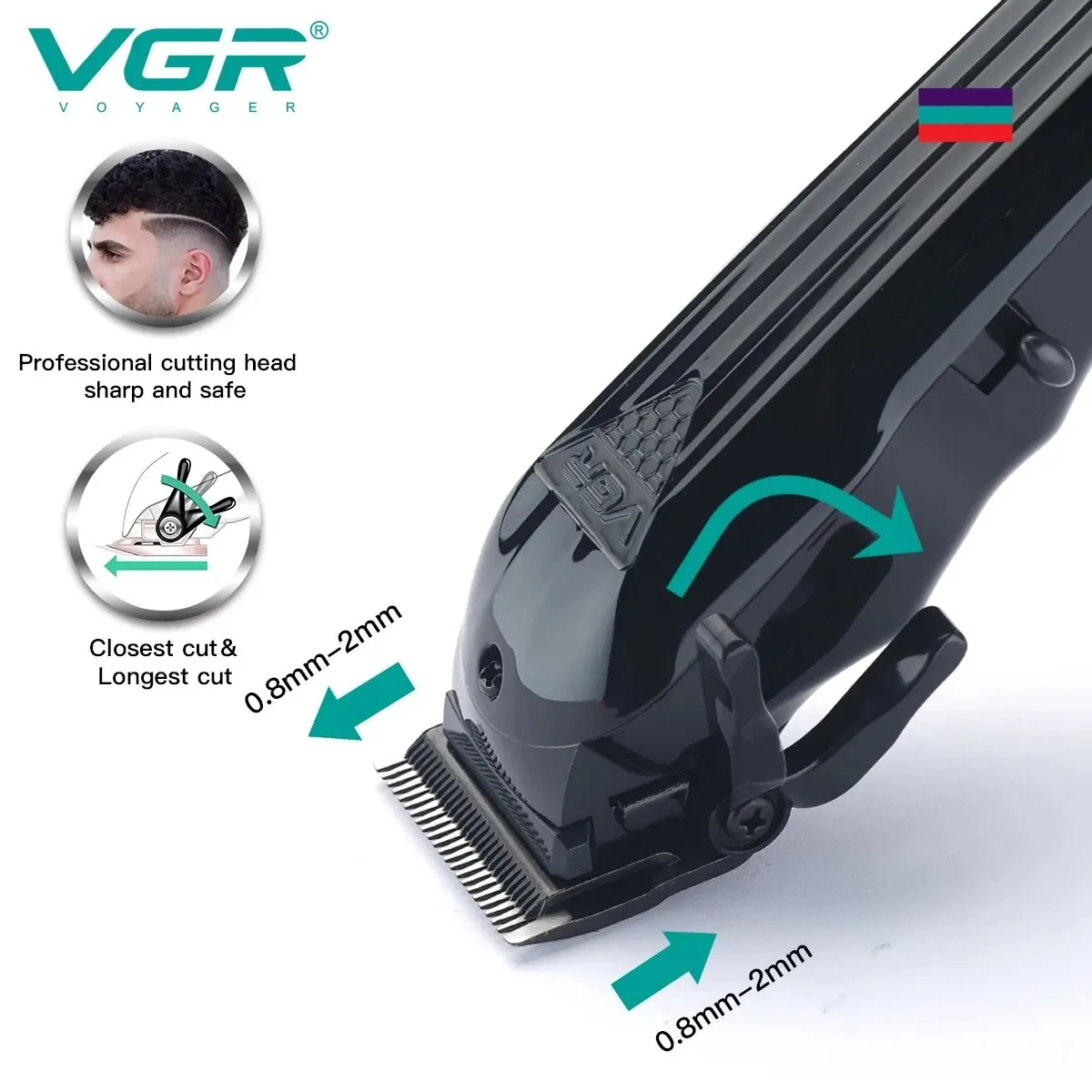 VGR-cortadora de pelo profesional para hombre, Afeitadora eléctrica, ajustable, inalámbrica, con V-282 USB - imagen 5