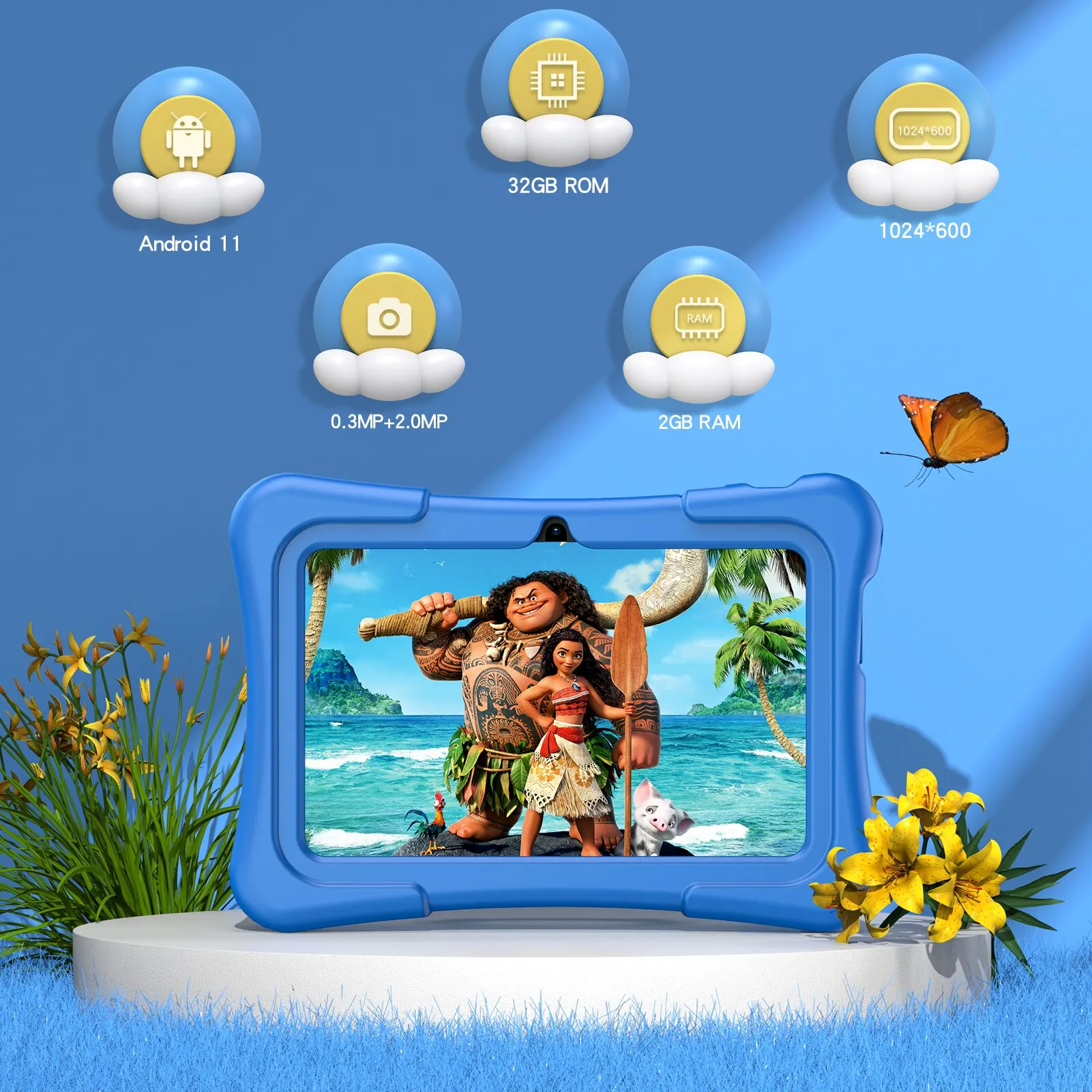 PRITOM Tablet infantil Android WiFi Bluetooth cámara funda resistente - imagen 4