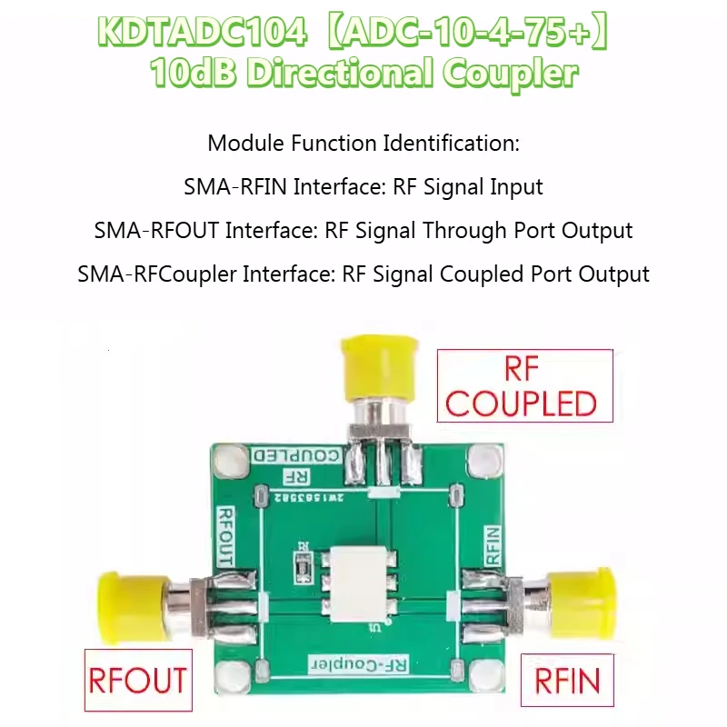ADC-10-4-75 + Módulo acoplador direccional RF Acoplador de 10 dB Ancho de banda de 1,25 GHz 50Ω KDTADC104-008 - imagen 5
