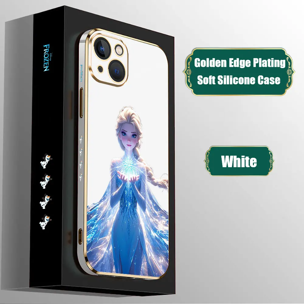 Funda de princesa Elsa de Frozen de Disney para iPhone, 15, 14 Pro Max, 13, 12 Mini, 11, 7, 8 Pro, XSMax, X, XR, SE, Funda de teléfono chapada de lujo - imagen 2