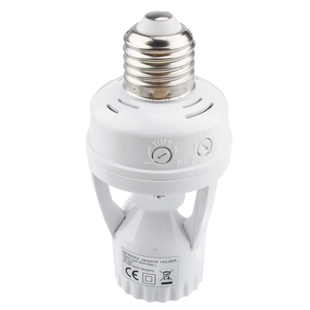 E27 PIR Sensor de movimiento interruptor de luz AC100-240V E27 Base de lámpara interruptor inteligente bombilla portalámparas interruptor de Sensor infrarrojo - imagen 5