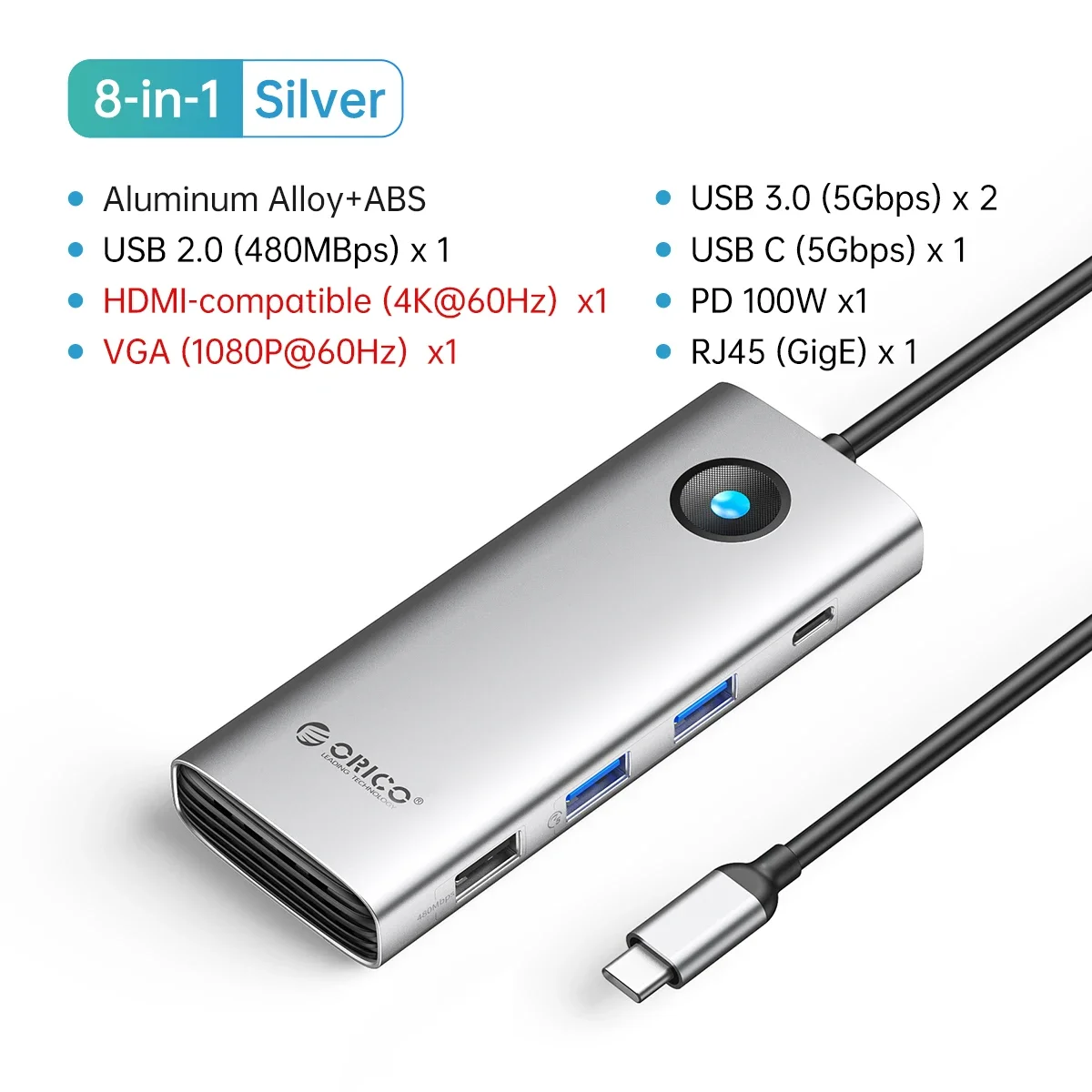 Silver 8in1 60Hz VGA