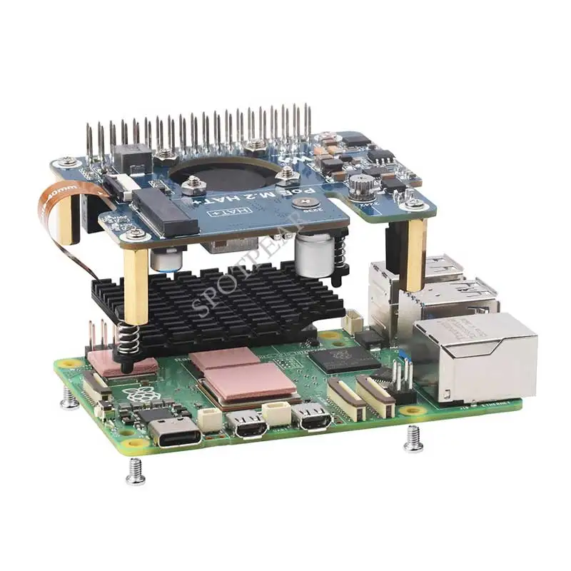 Raspberry Pi 5 POE + PCIe a M.2 NVMe SSD Board HAT+ Pi5 2242/2230 Alimentación a través de Ethernet para PI5 - imagen 2