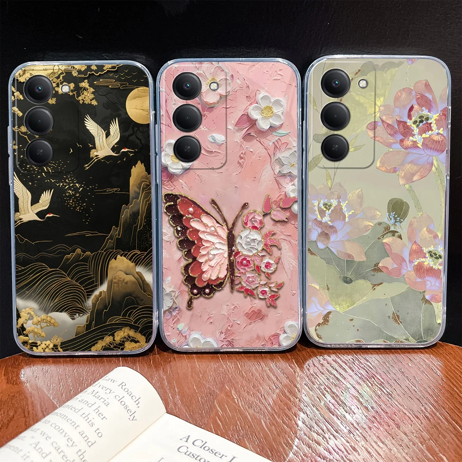 Para Redmi 15 4G 5G funda de teléfono con patrones de gato y flores carcasa transparente para Redmi15 funda protectora ligera de silicona TPU suave - imagen 5
