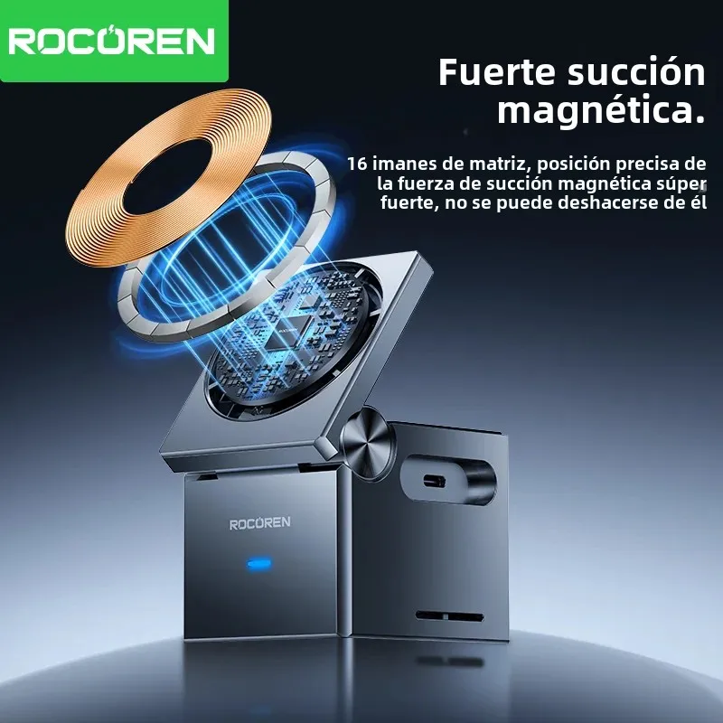 Cargador Rocoren para iPhone Samsung soporte Vertical base de carga cargador inalámbrico para iWatch AirPods con indicador LED - imagen 4