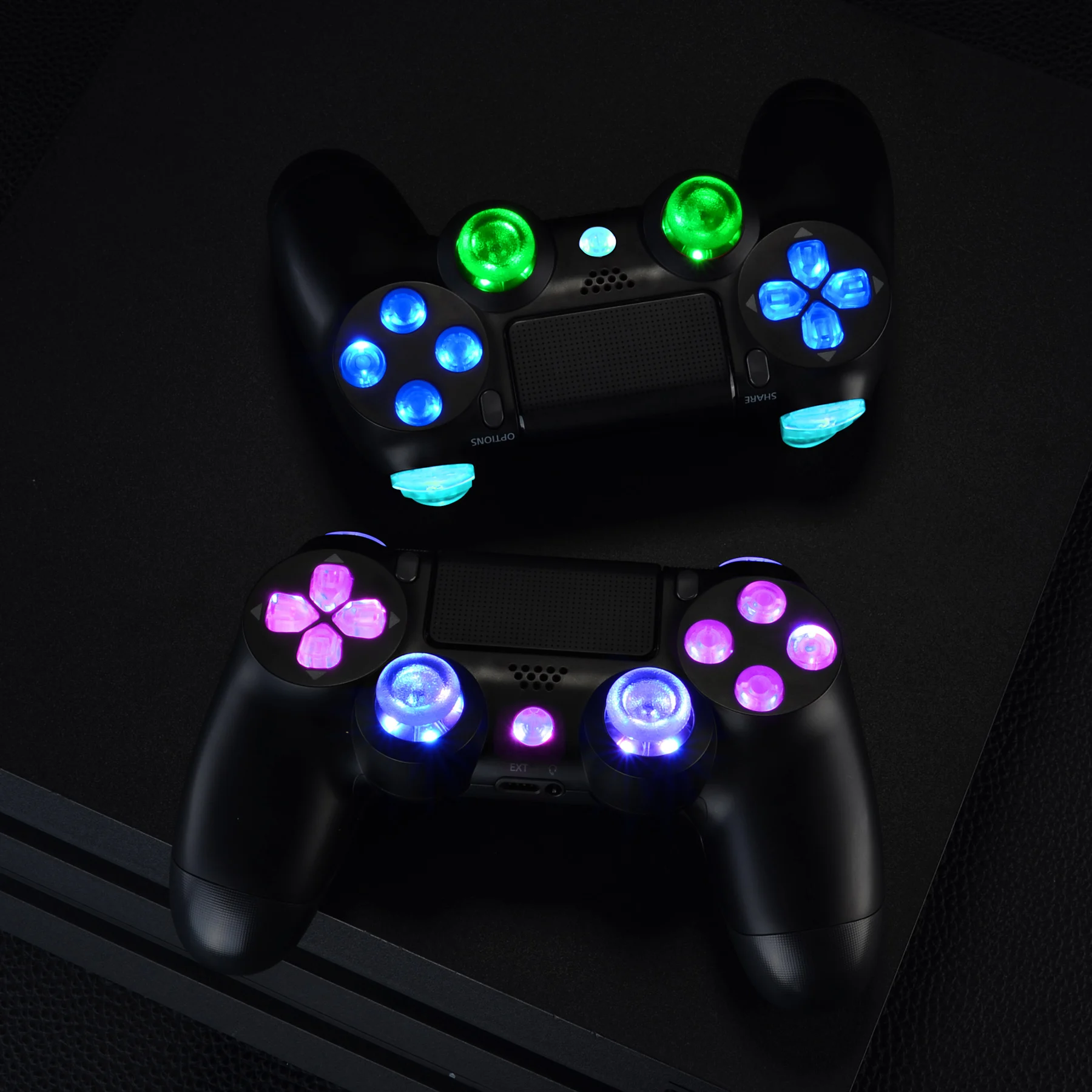 eXtremeRate Kit LED DTFS (DTF 2.0) con botones luminosos multicolores transparentes para controlador PS4 CUH-ZCT2 - Controlador NO incluido - imagen 5
