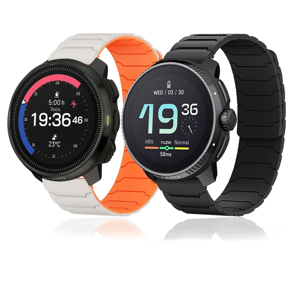Correa de silicona de 20mm y 22mm para SUUNTO 9 Peak DLC/PRO/5 PEAK S VERTICAL OCEAN 3/3 bandas de Fitness pulsera de reloj inteligente magnético