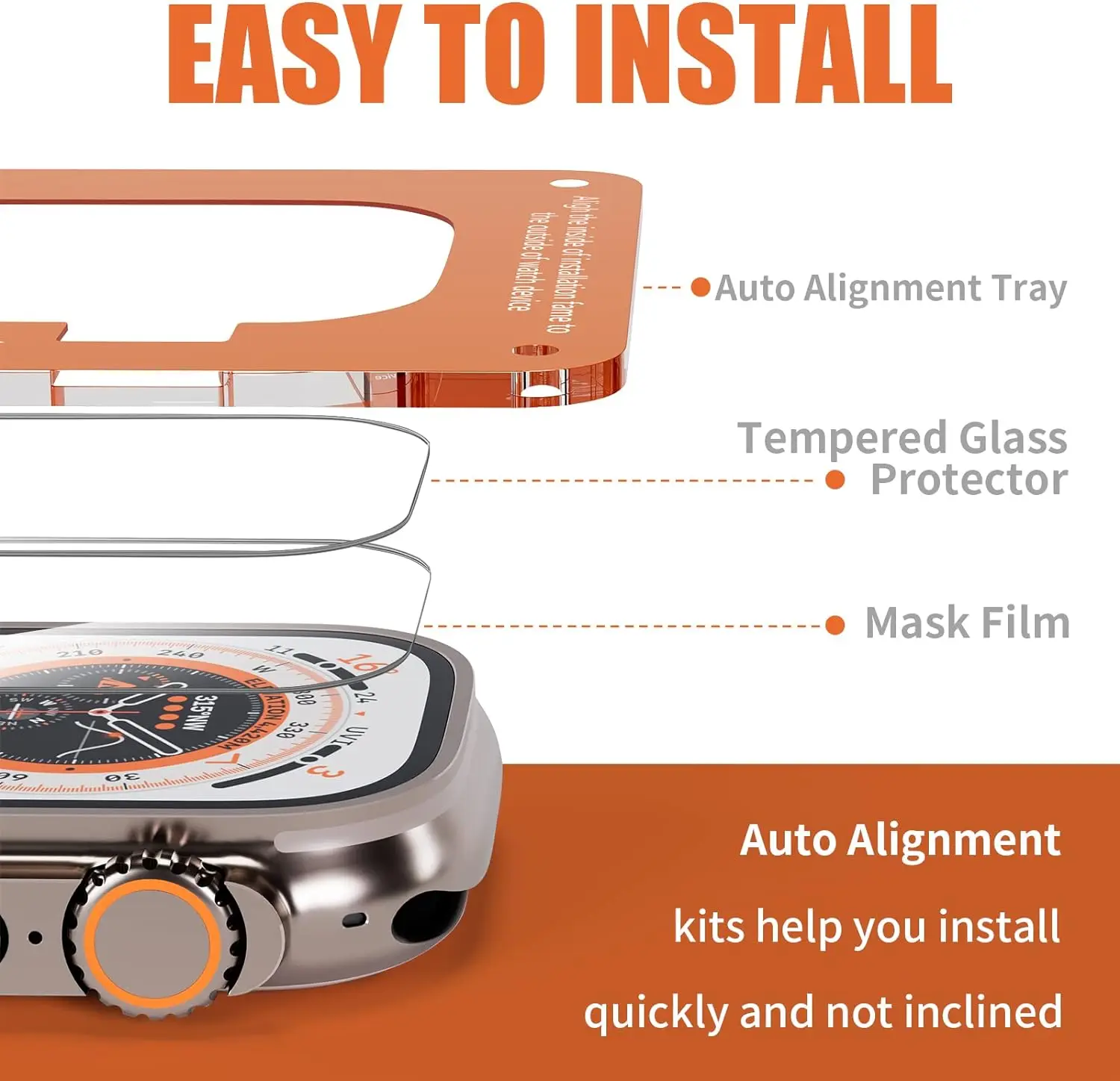 Funda protectora de pantalla de vidrio templado para Apple Watch Series Ultra 2 3 1 49MM 49 MM accesorios de película protectora - imagen 3