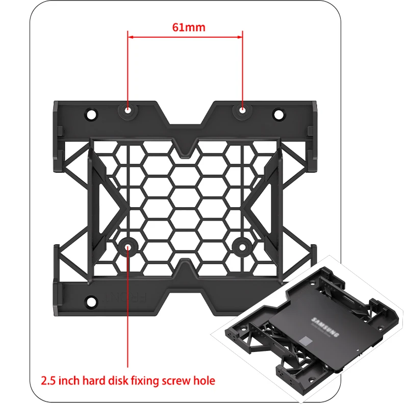Computadora de escritorio Soporte para disco duro de 2,5/3,5 pulgadas Estante para disco duro SSD HDD para PC de 2,5" y 3,5" con posición del ventilador de 12 cm - imagen 3