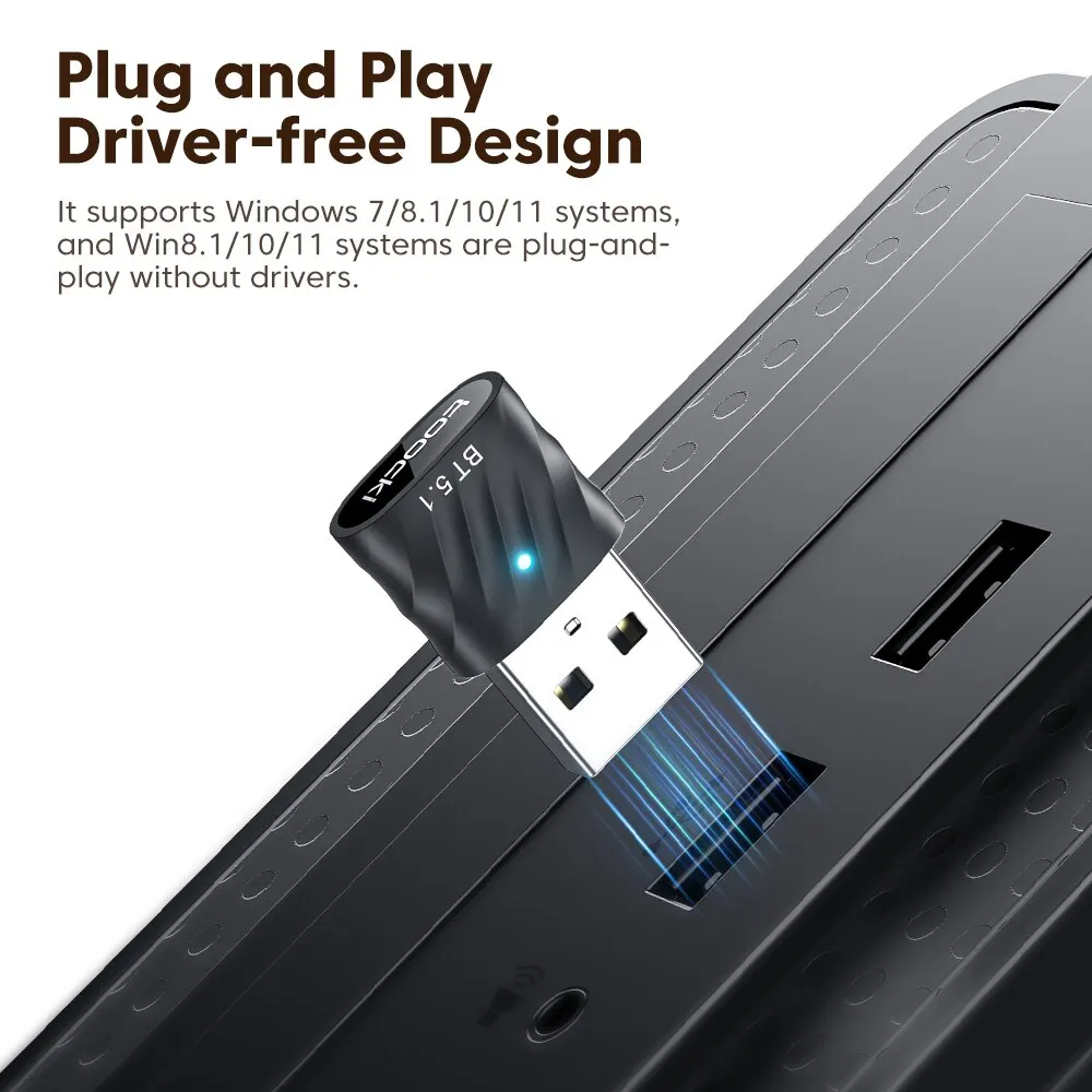 Toocki-Adaptador USB Bluetooth 5,1 para coche, receptor de Audio Dongle, altavoz para PC, altavoz, ratón inalámbrico, auriculares, teclado, transmisión de música - imagen 5
