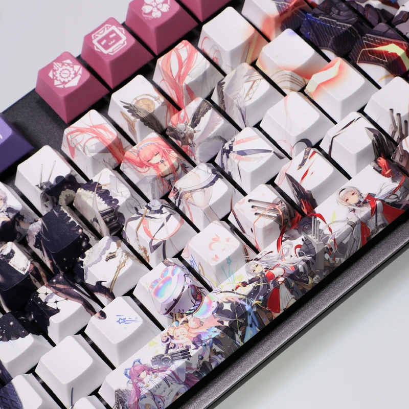 108 Keys PBT 5 Sides Dye Subbed Keycaps Cartoon Anime Gaming Key Caps Cherry Profile Azur Lane Keycap For ANSI 61 87 104 108 - imagen 4