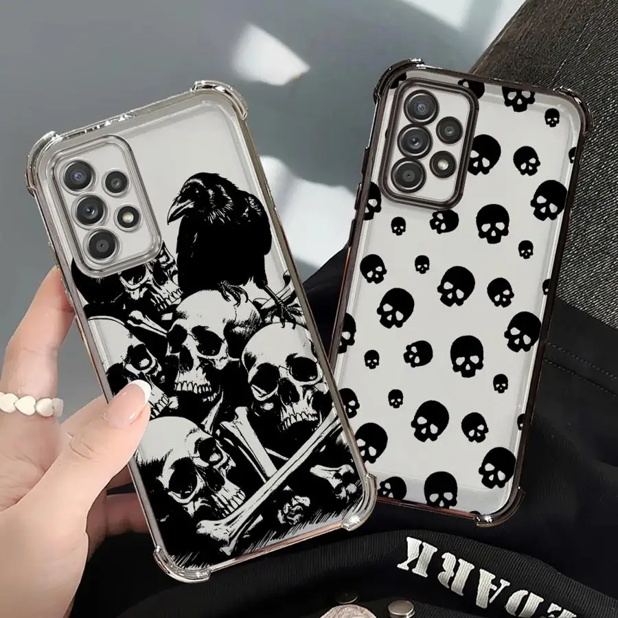 Funda suave con calavera para Samsung Galaxy A24 A16 A33 A21s A15 A26 A13 A25 A35 A36 A52 A17