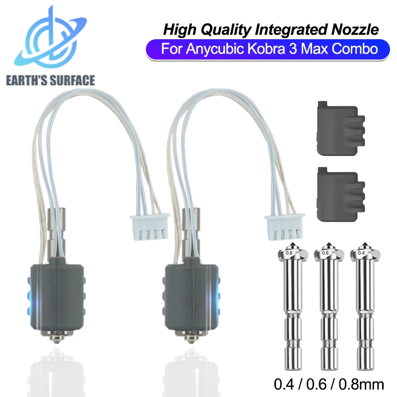 Piezas de impresora 3D para Anycubic Kobra 3 Max Combo Hotend acero endurecido 0,4 0,6 0,8mm boquilla de acero endurecido integrada de intercambio rápido